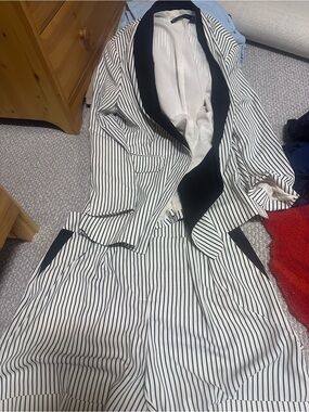 Black & White Pinstripe Blazer and shorts Set
